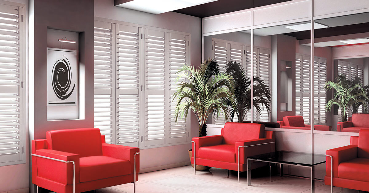 Commercial Plantation Shutters In Customer Reception Area